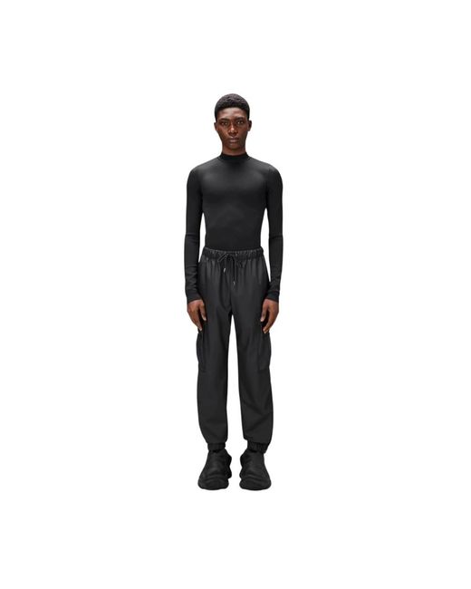 Rains Broeken ,Zwart ,Polyester Waterdichte Cargo Broek Met Elastische Tailleband in het Black voor heren