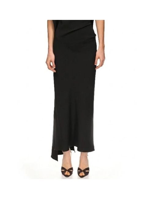 Victoria Beckham Black Draped V-Neck Sleeveless Midi Dress