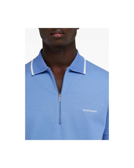 Ferragamo Hellblaues Collar Half Zip Sweater in Blue für Herren