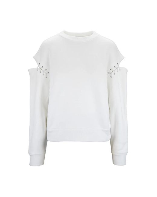 Alexander McQueen White Stilvoller pullover mit lederelementen