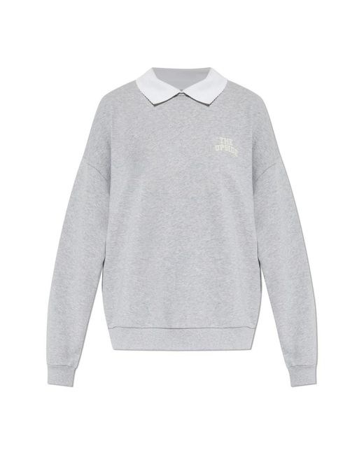 The Upside Hoodies & Sweatvesten ,Grijs ,Katoen Pascal Collared Sweatshirt in het Gray