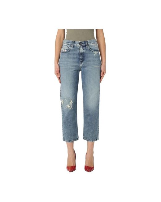 DIESEL Blue Cropped Jeans Mit Distressed-Details