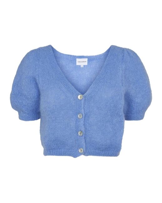 American Dreams Truien & Vesten ,Blauw ,Wol Hemelsblauw V-Hals Vest in het Blue