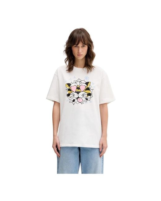 KENZO Wild Tiger T-Shirt Met Wijde Pasvorm in het White