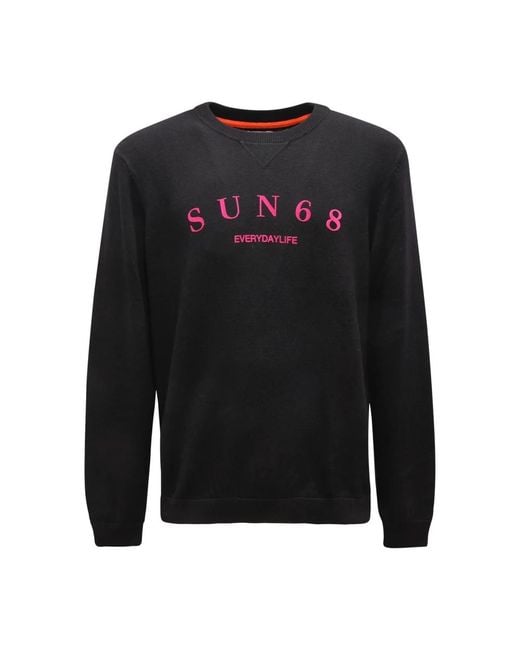 Sun 68 Black Round-Neck Knitwear for men