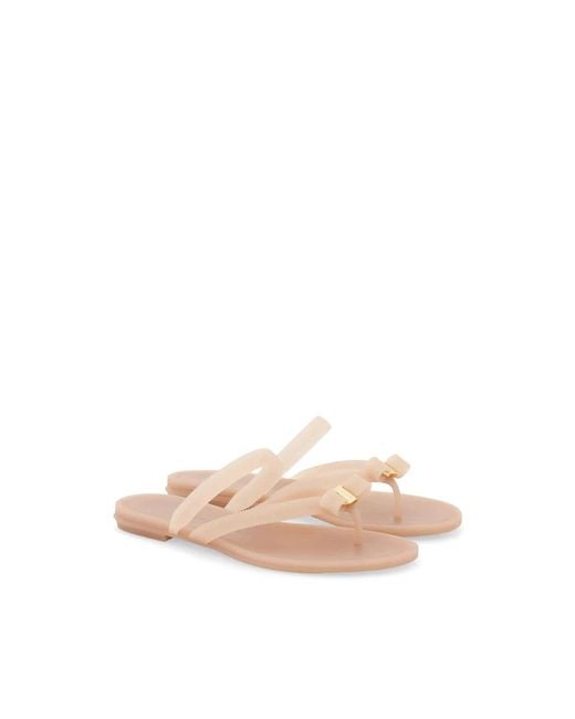 Ferragamo Natural Thong Sandals Vara Rubber