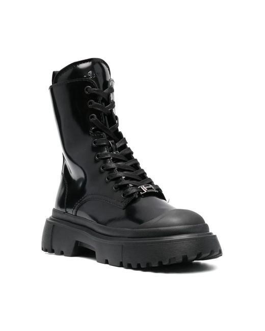 Hogan Black Lace-Up Boots