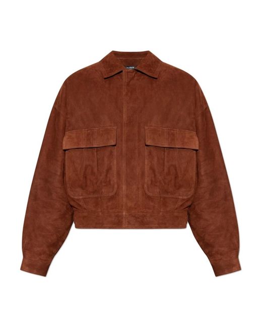 Balmain Suède Jas in het Brown voor heren