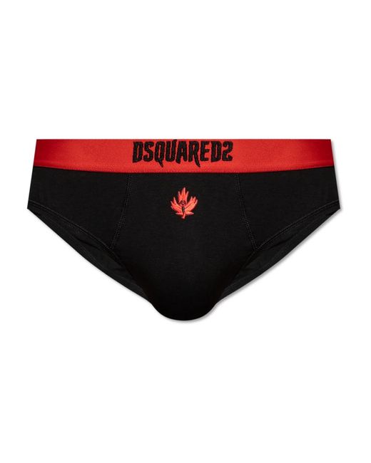 DSquared² Ondergoed ,Zwart ,Katoen Slips Met Logo in het Black voor heren