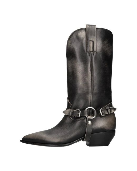 Elena Iachi Black Cowboy & Biker Boots