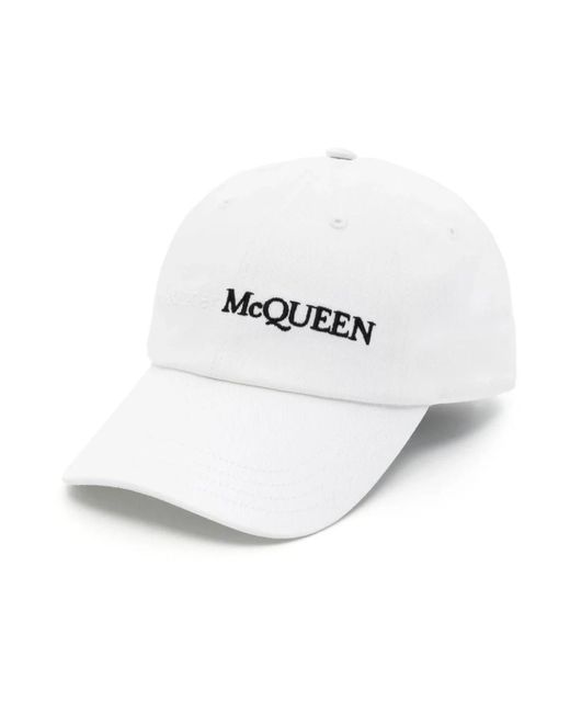 Alexander McQueen Weiße baseballkappe mit bestickter signatur in White für Herren