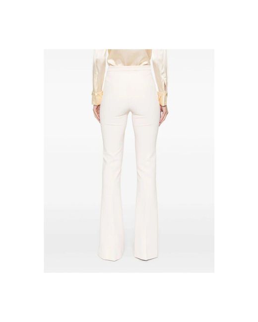 Elisabetta Franchi White Cremefarbene hose mit seitlichem reißverschluss,panna hose ss25 bekleidung