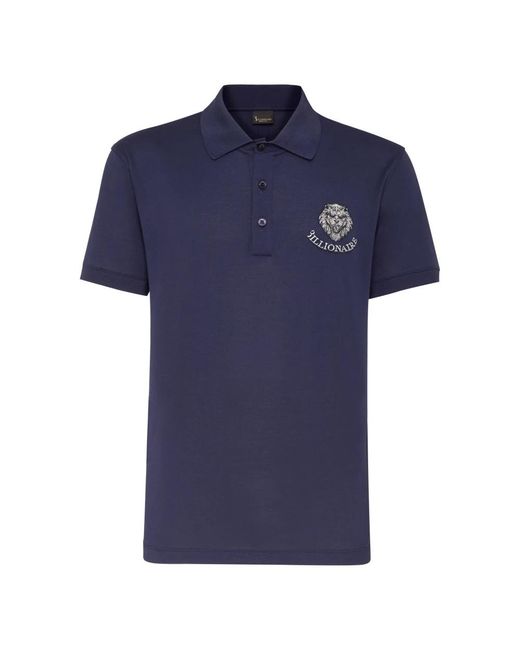 Billionaire Tops ,Blauw ,Katoen Polo Shirt Ss Lion in het Blue voor heren