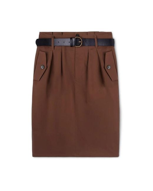 Gonna plissettata con cintura di mötivi in Brown