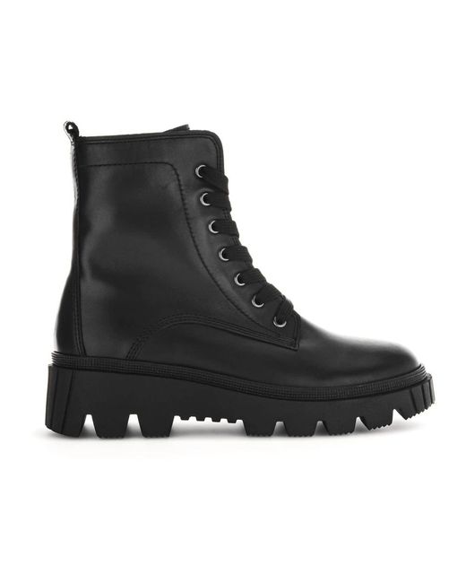 Gabor Black Elegante Schnürstiefeletten Aus Leder