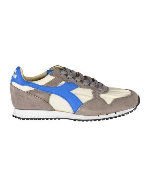Diadora Blue Sportliche schnürschuhe grau kontrastdetails