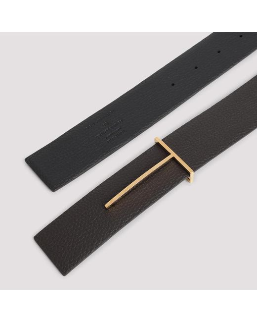 Tom Ford Genarbtes Leder Slim T Wendegürtel in Black für Herren