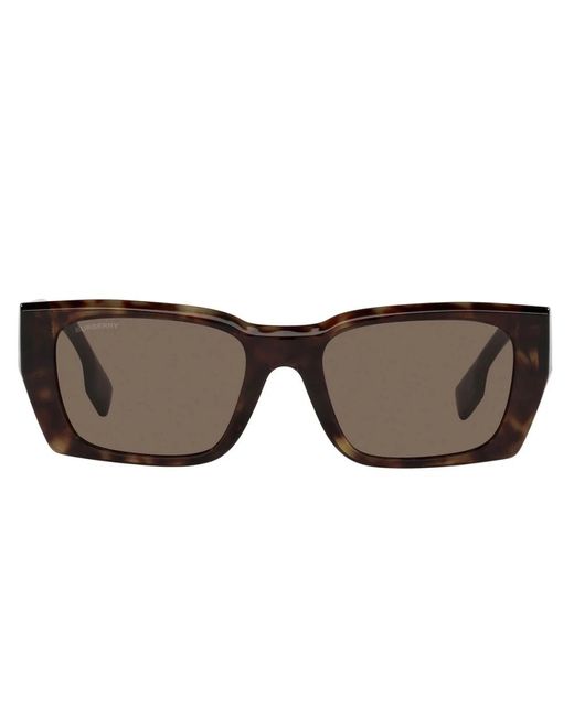 Burberry Brown Sonnenbrille mit unregelmäßiger form in havana mit dunkelbraunen gläsern