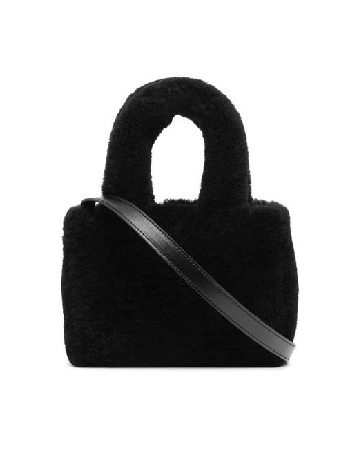 AMINA MUADDI Black Luxuriöse shearling-handtasche für modebewusste frauen