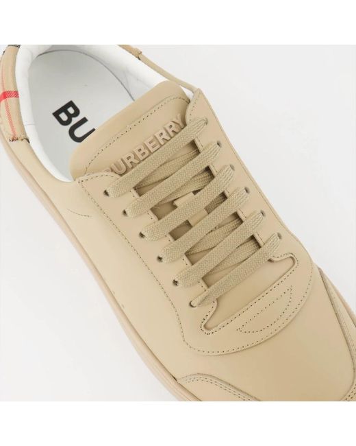 Burberry Leder-sneakers mit vintage check print in Natural für Herren