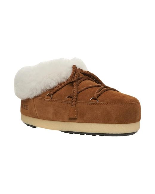 Moon Boot Schoenen ,Bruin ,Bruine Leren Veterschoenen in het Brown