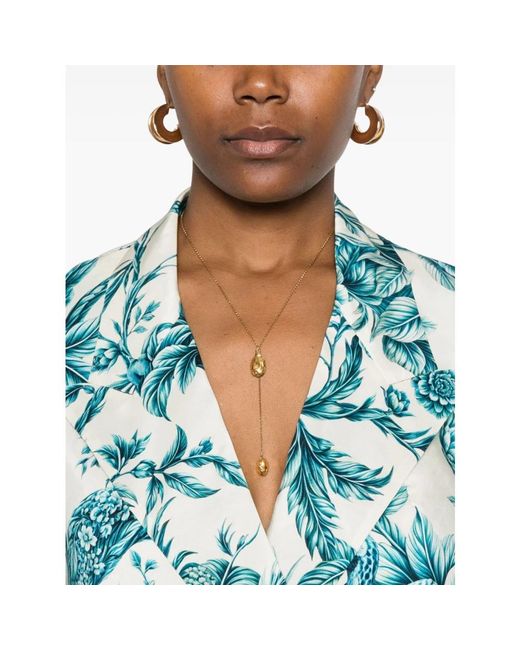 F.R.S For Restless Sleepers Jassen ,Blauw ,Blauwe Bloemenprint Dubbel-Borst Shirt in het Blue