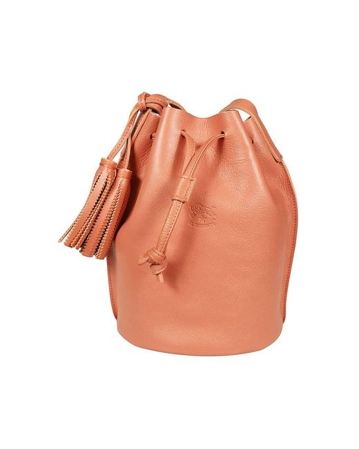 Il Bisonte Orange Quaste Zugverschluss Leder Eimer Tasche