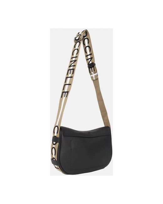 Coccinelle Black Leder-Schultertasche Mit Frontlogo