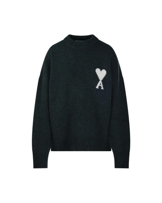 AMI Black Round-Neck Knitwear