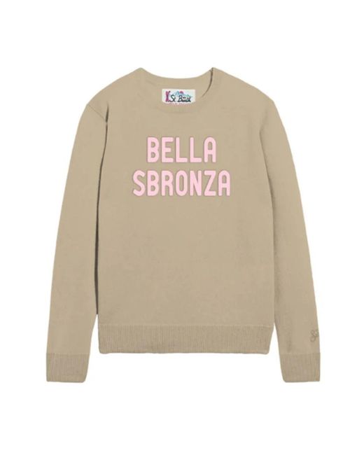Mc2 Saint Barth White Round-Neck Knitwear