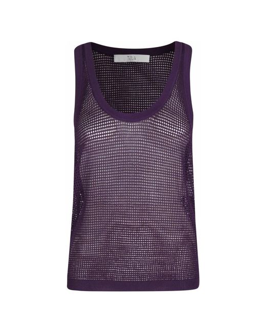Tela Purple Sleeveless Tops