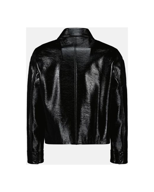 Courreges Black Leather Jackets for men