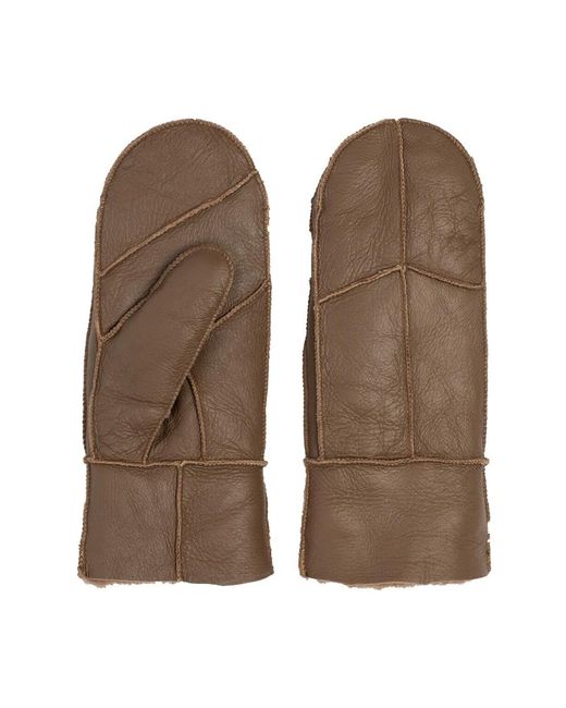 Re:designed Accessoires ,Bruin ,Leer Shearling Touchscreen Winter Wanten in het Brown
