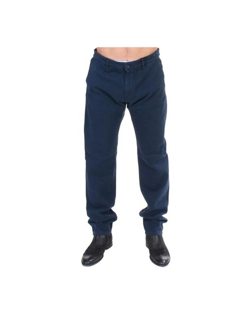 Gianfranco Ferré Broeken ,Blauw ,Katoen Blauwe Katoenen Stretch Chino Broek in het Blue voor heren
