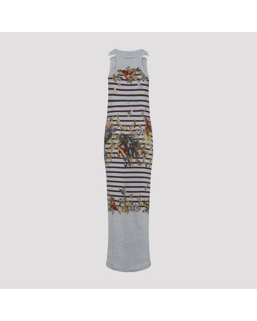 Jean Paul Gaultier White Mariniere Grape Long Dress