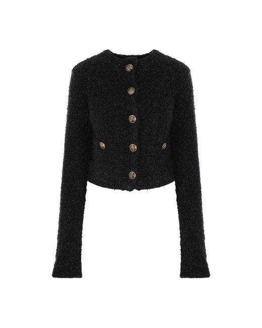 Balenciaga Truien & Vesten ,Zwart ,Katoen Bouclé Vest Met Bb Logo Knopen in het Black