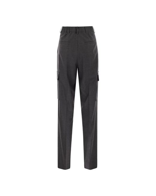 Herno High-Waisted Geplooide Cargobroek in het Black