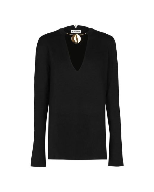 Jil Sander Black V-Neck Knitwear