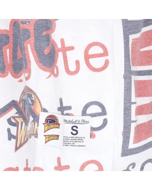 Mitchell & Ness Tops ,Veelkleurig ,Katoen Nba Jumbotron 2.0 Tee Wit in het Pink voor heren
