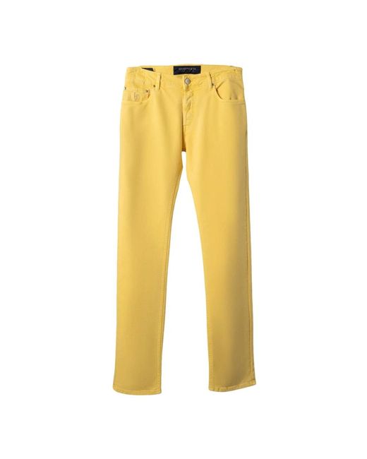 Hand Picked Yellow Slim-Fit Trousers for men