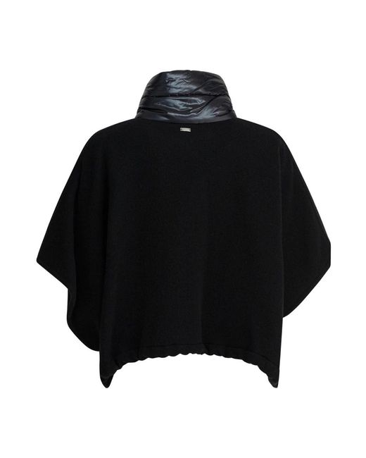 Herno Jassen ,Zwart ,Wol Korte Poncho Van Wol En Kasjmier in het Black