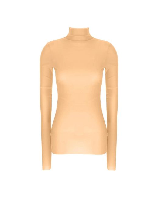 Jil Sander Silk Turtleneck Top in het Natural