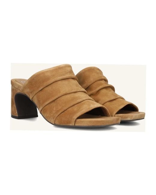 Ash Brown Heeled Mules