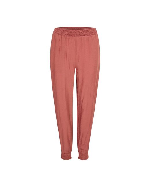 Cream Red Slim-Fit Trousers