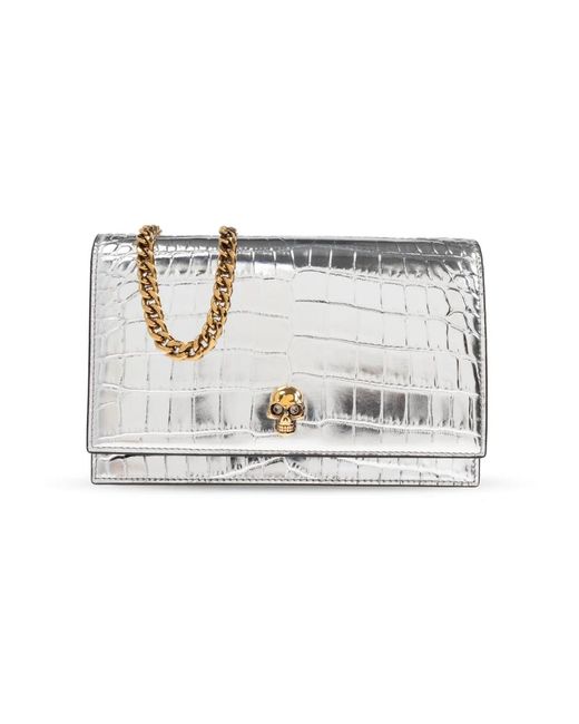 Alexander McQueen Metallic Schultertasche Kleiner Schädel