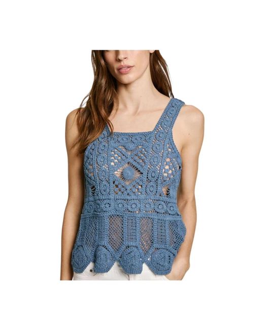 Pepe Jeans Blue Sleeveless Tops