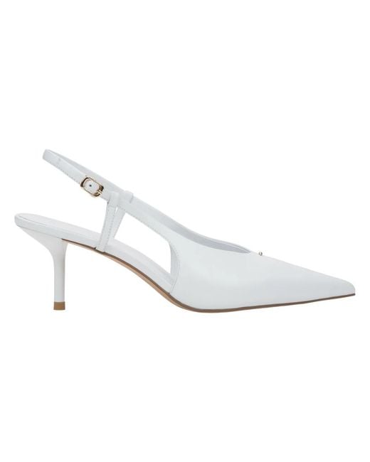 ESTRO Schoenen ,Wit ,Leer Pumps Met Open Hiel En Spitse Neus in het White