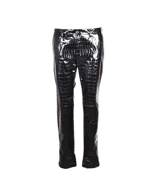 Dolce & Gabbana Blue Leather Trousers for men