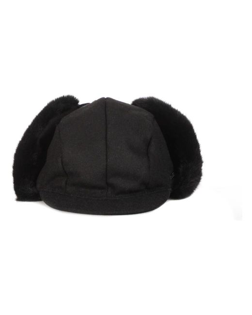 Kangol Black Woll Aviator Ohr Hut Schwarz