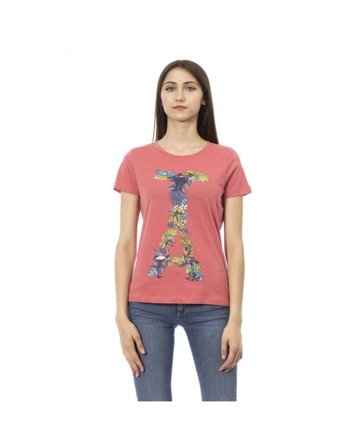 Trussardi Red Casual t-shirt mit kurzen ärmeln und rundhalsausschnitt
